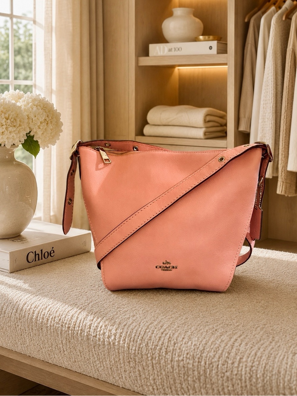 COACH Small Dufflette Peony Leather Shoulder Bag | Silver Hardware | Like New
